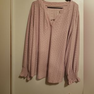 Women's 4X Eytino V-Neck Puff Sleeve Loose Blouse